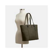 Coach Gotham Zip Top Tote – Army Green Polished Pebble Leather Structured Handbag