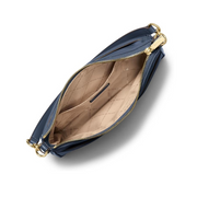 Michael Kors Jet Set Medium Top Zip Pochette Crossbody Bag – Gold-Tone Hardware / Milano Nylon / Navy