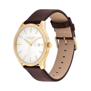 Coach Oliver Men's 41mm Quartz Watch – Brown Leather Strap with Date Display