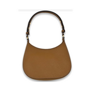 Tory Burch Emerson Moose Brown Saffiano Leather Shoulder Bag – Gold Hardware, Snap Closure, Designer Women’s Handbag