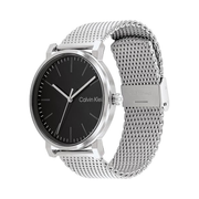 Calvin Klein Slate Men’s Quartz Watch – Black Dial, Stainless Steel Mesh Bracelet, 43mm Minimalist Luxury Timepiece