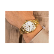 Seiko Men’s Essentials Steel Two-Tone Watch SUR314 – Japanese Quartz, Gold Strap, Date Calendar