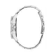 GUESS Rhinestone Silver-Tone 40mm Multifunction Watch | Crystal Bracelet & Glitz Dial