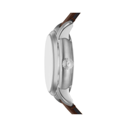 Fossil Heritage Men’s Automatic Watch – Cream Skeleton Dial, Brown Leather Strap, Sapphire Crystal, 43mm