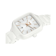 Rado True Square 29.2mm Ladies Watch – White Dial with Gold Indexes, Date Display, Swiss Automatic