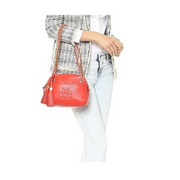 Tory Burch Thea Chain Leather Crossbody Bag – Jasper Color with Gold Hardware, Fabric Lining, and Zip Closure