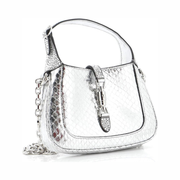 Gucci Pre-Loved Jackie 1961 Mini Chain Hobo Snakeskin Bag with Crystals – Silver