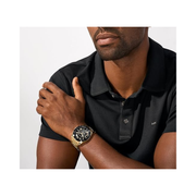 Michael Kors Alek Men's Chronograph Watch – Gold Stainless Steel, 44mm Black Dial | Quartz Movement