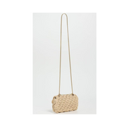 Tory Burch Kira Crochet Mini Flap Bag – Natural Leather with Gold Hardware & Adjustable Chain Strap