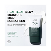 Anua Heartleaf SPF 50+ Mild Sunscreen – Lightweight, Moisturizing, Vegan Korean Sunscreen with Broad Spectrum UVA/UVB Protection (50ml / 1.69 fl. oz)
