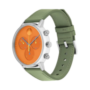 Movado Face Chronograph Watch – 43mm Swiss Quartz, Vegan Leather Strap, Minimalist Luxury Unisex Timepiece