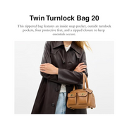 Coach Twin Turnlock Bag 20 – Smooth Cow Leather, Signature Turnlock Pockets, Timeless Heritage Design