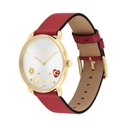 Coach Elliot Women’s 2H Quartz Watch – 36mm Gold-Tone Case, Red Calfskin Strap, Crystal Accents with Signature Heart Motif, Water Resistant 3ATM