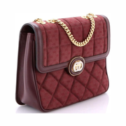 Gucci Pre-Loved Deco Chain Flap Mini Bag – Red GG Canvas & Leather Quilted Small Shoulder Bag