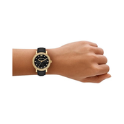 Michael Kors Corey Men’s Black Leather Watch – 38mm Three-Hand Quartz