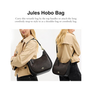 Coach Jules Hobo Bag – IM/Walnut & Black Glovetanned Leather Shoulder Handbag