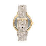 Michael Kors Addyson Women’s Watch – 40mm Gold/White Quartz with PVC Leather Strap