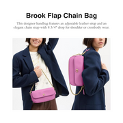 Coach Brook Flap Chain Bag – Refined Calf Leather Crossbody in Fuschia