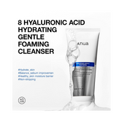 Anua Hydrating Gentle Foaming Cleanser – Hyaluronic Acid & Panthenol Face Wash for Dry & Sensitive Skin, Double Cleansing, Korean Skincare (150ml / 5.07 fl.oz)