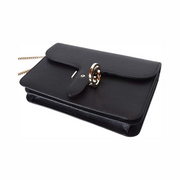Gucci Women’s Interlocking GG Black Leather Crossbody Purse – Gold Chain Shoulder Bag, Made in Italy