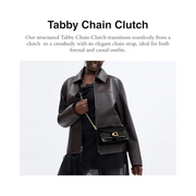 Coach Tabby Chain Clutch – Black Spazzolato Leather Designer Evening Bag