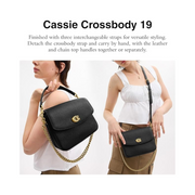 Coach Cassie Crossbody 19 – Polished Pebble Leather, Signature Turnlock, Versatile Strap Design