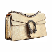 Gucci Pre-Loved Dionysus Small Lizard Leather Bag – Gold with Crystal Detail