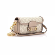 Gucci Pre-Loved Horsebit 1955 GG Coated Canvas & Leather Shoulder Bag – East West, Neutral