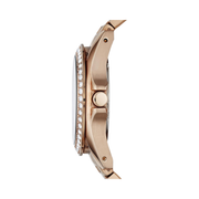 Fossil Riley Women’s Multifunction Watch – Rose Gold Stainless Steel, Crystal Bezel, 38mm