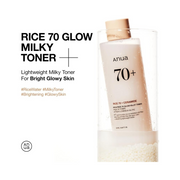 ANUA Rice 70 Glow Milky Toner – Hydrating Brightening Toner with Niacinamide & Ceramides for Glass Skin | Fragrance-Free, Non-Comedogenic Korean Skincare, 250ml