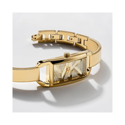 Michael Kors MK Empire Women’s Rectangular Pavé Stainless Steel Watch – Gold Bangle Bracelet (22mm)