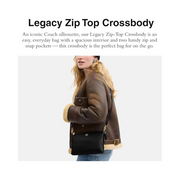 Coach Legacy Zip Top Crossbody – Cow Leather Everyday Shoulder Bag in Black