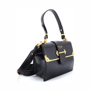 Pre-Loved Prada Cahier Medium Convertible Shoulder Bag – Black City Calf & Saffiano Leather