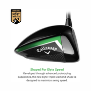 Callaway Golf Elyte Triple Diamond Driver – 9° Loft, Left-Handed, Stiff Flex, Aretera 65g Shaft