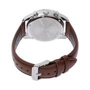 Orient Stretto Solar Chronograph Men’s Watch – White Dial, Brown Leather Strap, 100M Water Resistant