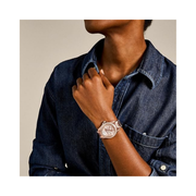 Fossil Riley Women’s Multifunction Watch – Rose Gold Stainless Steel, Crystal Bezel, 38mm