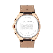 Coach Jackson Men's 45mm Chronograph Watch – Rose Gold Case with Navy Dial and Brown Leather Strap