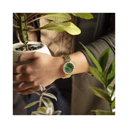 Anne Klein Women’s Premium Crystal Accented Gold-Tone Bracelet Watch – Green Dial (AK/2230GNGB)