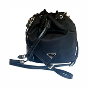 Prada Women's Re-Nylon Black Tassel Drawstring Bucket Bag – Sustainable Designer Handbag 1BE067