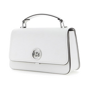 Michael Kors Women’s Medium East West Chain Satchel Handbag – Optic White Leather