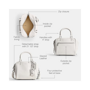 Coach Rogue Cube 20 – Chic Glazed Leather Handbag with Triple Compartments & Versatile Carrying Options