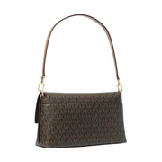 Michael Kors Addie Medium Convertible Pouchette Crossbody Bag – Signature Canvas, Brown/Acorn