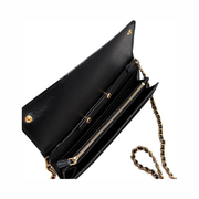Prada Women's Black Vitello Move Leather Chain Wallet Crossbody Bag – Designer Clutch 1MT290