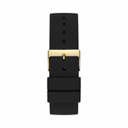 GUESS Iconic Studded Black & Gold-Tone Logo Silicone Watch | 44mm Stainless Steel Case (Model: U1161G2)