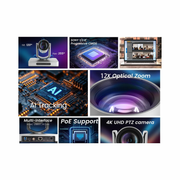 AVKANS 4K NDI PTZ Camera with AI Tracking – HDMI, SDI, and IP Outputs | Professional Live Streaming PTZ Camera for Church, Worship, Events, and Studios | PoE Supported