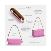 Coach Brook Flap Chain Bag – Refined Calf Leather Crossbody in Fuschia