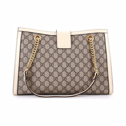 Gucci Pre-Loved Padlock Chain Tote Medium – Neutral GG Coated Canvas & Leather