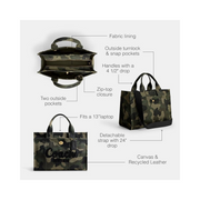 Coach Cargo Tote – Premium Leather & Camo Canvas Carryall in Green Multi