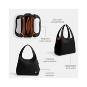 Coach Lana Polished Pebble Leather Shoulder Bag – Black Elegant Handbag