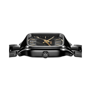 Rado True Square Black Ladies Watch – 29.2mm Swiss Automatic | High-Tech Ceramic & Titanium, Rose Gold Indexes